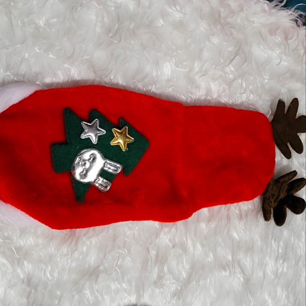 Dog Outfit Fuzzy with ears Christmas Holiday Reindeer Fleece Warm
